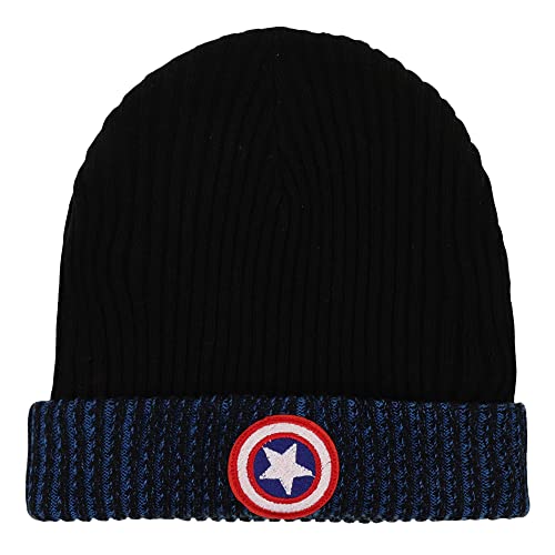 Image of Free Authority Captain America Printed Regular Fit Navy Blue Cotton Men Hoodie Sweatshirt