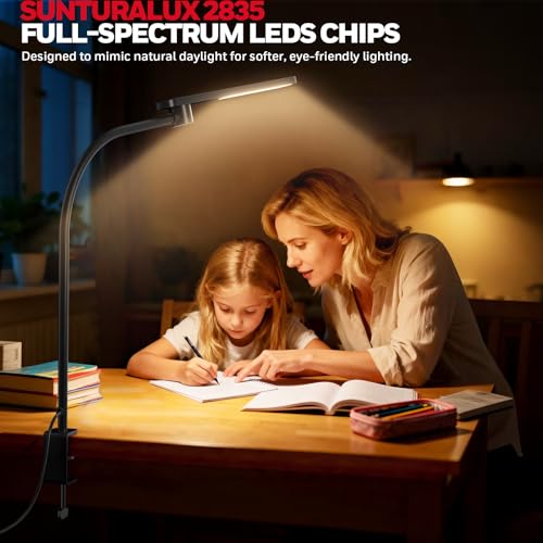 Image of Honeywell HJ2 Clip On LED Desk Lamp with Clamp, Adjustable Reading Light