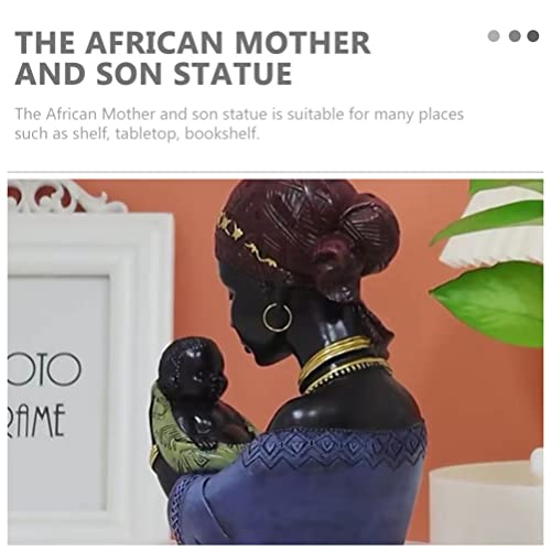 Beavorty Afro-Americano Mãe E Filho Estátua Resina Esculpida Figura Pintada à Mão Arte Africana Esta