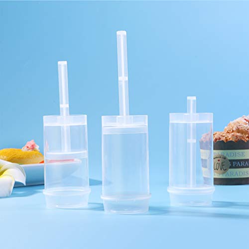 Angoily 20Pcs Push Up Cake Shooter Ronde Vormige Push Pops Plastic Cake Containers Pusher Clear Cakevorm Met Deksels… - Afbeelding 8