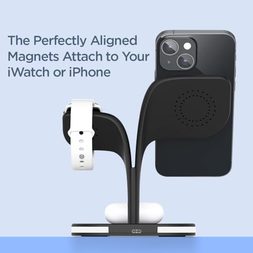 Image of UNIGEN Magtec 500 4-in-1 23W Foldable Magnetic Charger with Adapter, Mag Safe Compatible, for iPhone 17 /16 /15 /14 /13 /12 Series, AirPods 2nd /3rd, Apple Watch (Black)