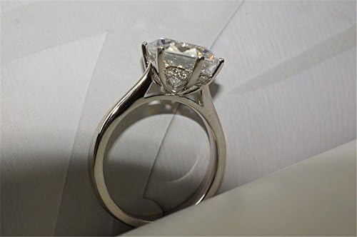 Jewelry Elegant 4ct Round Cushion Cut Solitaire Halo Simulated Diamond Wedding Engagement Ring - Image 5
