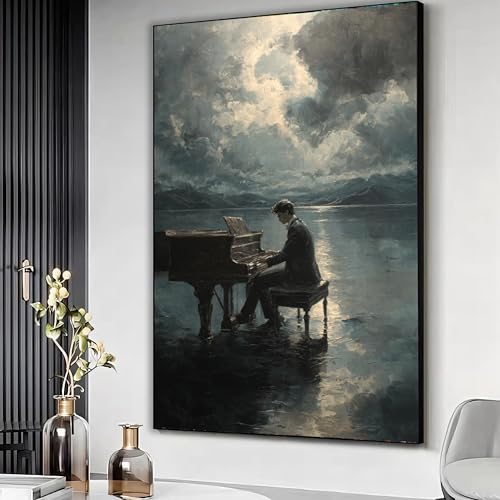 Toile grand format piano à queue XBTYKPB pour raviver un mur blanc triste