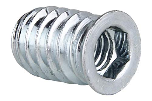 DOJA Industrial | Tuercas Embutidas de Hierro Cincado | PACK 40 | 6 x 15 mm | Tuerca de Cabeza Hexagonal Allen para Insercion en Madera Blanda, Muebles, Contrachapado, Laminado.