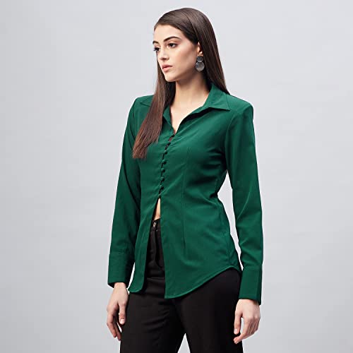 Image of Carlton London Women's Polyester Solid Regular Fit Shirt