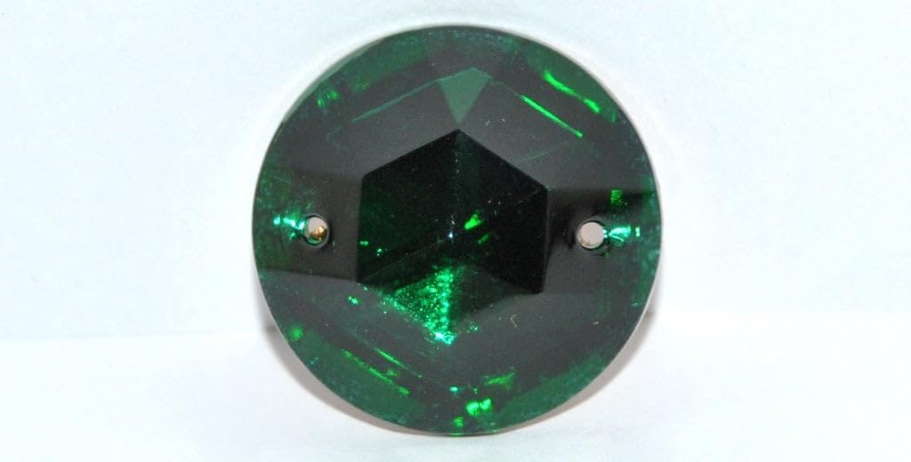 Czech Glass Rhinestones Flat Back Sew On with Hole, Smargd Foiled (SMARGD-SIMILIZATION), Glass, Czech Republic (18 x 13 mm)