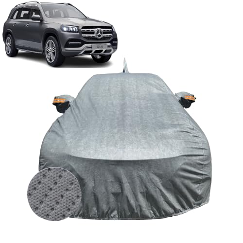 Image of Car Cover for Mercedes-Benz GLS 400 (2016-2023) | 100% Waterproof Cover with Reflective Mirror Pockets | Dustproof, Scratchproof, Heatproof GLS 400 Car Cover |Soft Cotton Lining| Grey