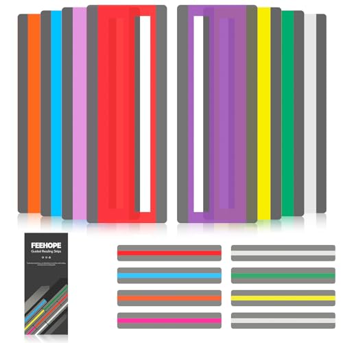 FEEHOPE 16 Pcs Guided Reading Strips with 2 Styles Highlight/Colored Overlay Reading Strips Bookmark Reading Line Trackers for Kids/Students Dyslexia Support Tools