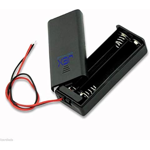 Jex Electronics Twin/2X AAA DIY Battery Holder Case Box 3V with Power Switch & Bare Wire Ends Cover