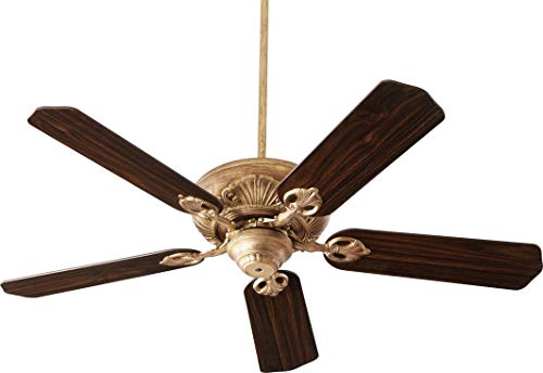 Quorum 78605-30 Protruding Mount, 5 Medium Oak Blades Ceiling fan, Vintage Gold Leaf