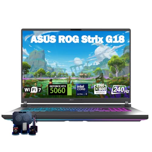 Image of ASUS ROG Strix G18 2026 Gaming Laptop - 18 inch 2.5K 240Hz Nebula Display, Intel Core Ultra 9 275HX, GeForce RTX 5060 GPU, 32GB DDR5 RAM, 1TB PCIe SSD, Windows 11 Pro, Per-Key RGB, Wi-Fi 7