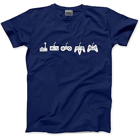 HotScamp Evolution of A Video Game Controller - Mens Unisex T-Shirt - Gamer Gaming Retro S Navy Cover
