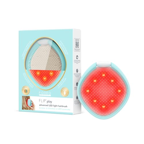 FOREO FLIP Play Advanced LED Light Hairbrush - Multi-Functional 3-in-1 Hair & Scalp Tool with Red, Blue & Green Light Modes – Designed to Support Scalp and Hair Appearance - Ice Ice Baby!