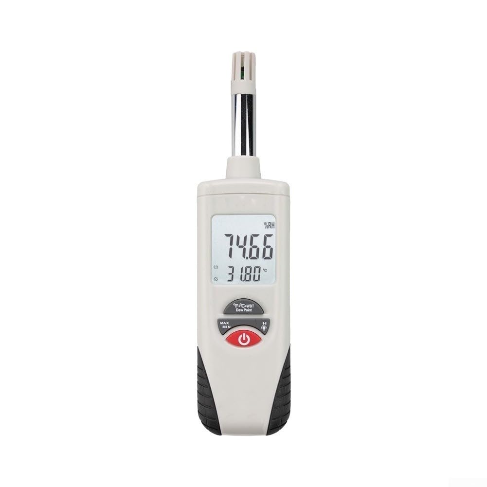 Termómetro higrómetro digital HT-350 con soporte de pared, medición de | Temperatura humedad punto de rocío temperatura de bola húmeda, precisión ±2%, °C/°F conmutable, para invernadero de oficina