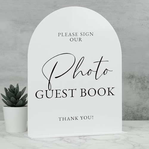 White Arch Acrylic Wedding Sign- 8"x10" Photo Guestbook Sign and ...