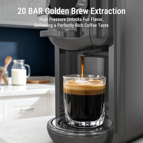 Image of COSTAR 2-in-1 Espresso Machine for Capsules & Coffee Powder, 20 Bar Capsules Coffee Machine, Coffee Maker Machine for Home W /NS Original Capsules, Fast Heating System, Simple Touch Operation, 1450W