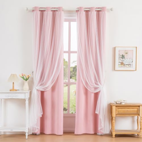 Image of Anytime Double Layer Blackout Curtains 2 Panels,35Wx95L,Blush Pink