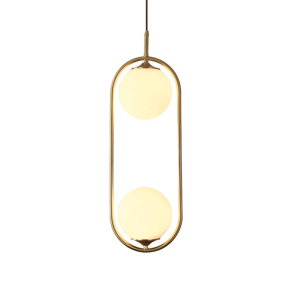 Lampe en fer forgé suspendue LED avec double tête en verre météore