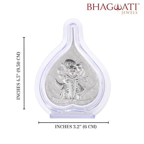 Image of 999 Pure Silver Shrinathji Paan Stand | Idol with Pooja Pan for Home Temple, Office & Hall Decor | Luxury Spiritual & Corporate Gift | Tabletop 4.25 inch x 3 inch inch