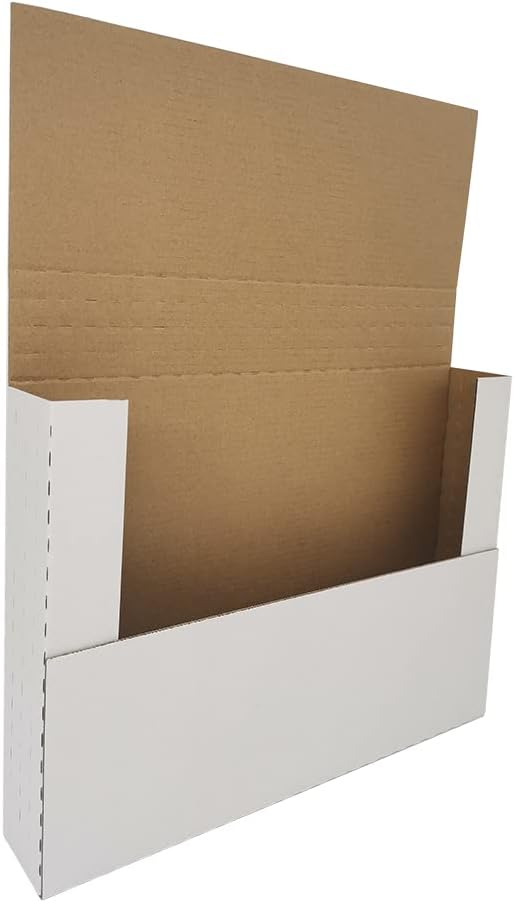 50 Pack 12-1/8" x 9-1/8" x 2" Corrugated Easy-Fold Mailer, Height Adjustable, White (EM1292) 12.125x9.125x2'' 50 Pack White