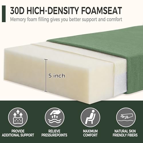 Image of Art Leon Waterproof Outdoor Seat Cushion 24 inchx 24 inch 30D High Density Foam Patio Chair Cushions with Non-Slip Backing Patio Cushions for Patio Furniture Porch Swing Garden Bench Camping Stadium Green