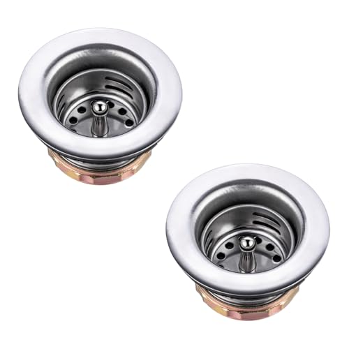 (2 Pack) Sepaitek 2 Stainless Steel RV Sink Drain Strainer Basket Prep Bar Sink Drain Assembly Small Drain Fits 2-Inch Openings