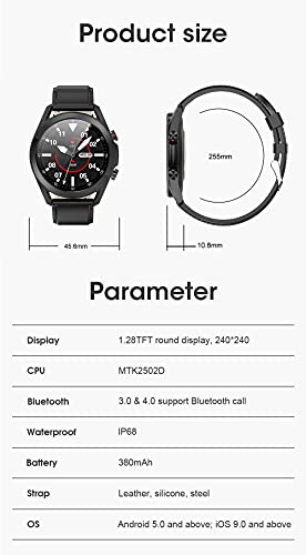 L19 Smart Watch,IP68 Waterdicht Rond Touchscreen 380 Mah Batterij Smartwatch,Fitness Tracker Met Hartslag- En Slaapstappenteller,Voor Mannen/Vrouwen,B - Afbeelding 3