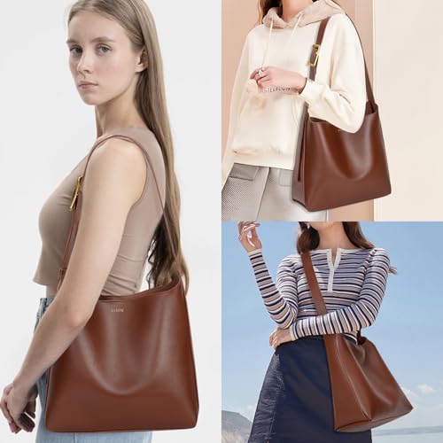 Bolso Tote de Mujer en Cuero Vegano Marrón ICOLRAE miniatura 2