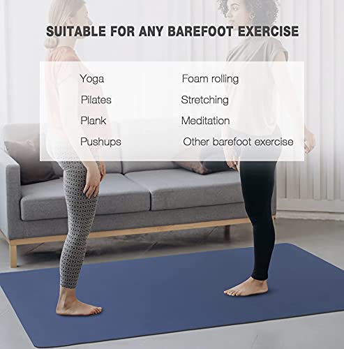 Large Yoga Mat for Men and Women - 6'x4'x6mm, Extra Wide TPE Fitness Mat for Home Gym Workout, Non-Slip, Perfect for Barefoot Exercise (Yoga, Pilates, Stretching, Meditation)
