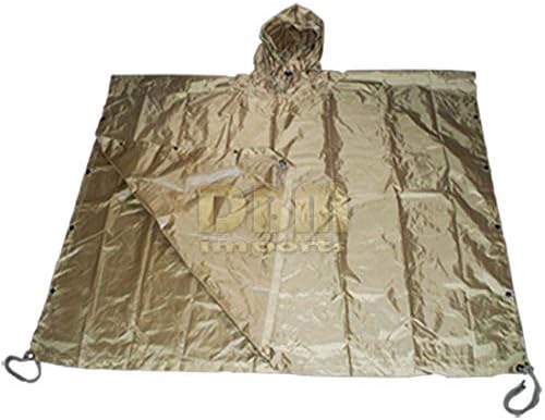 Military USMC Style Poncho Rain Coat Water Resistant Tan Color