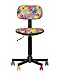 BAMBO - Sedia da scrivania per bambini, ergonomica, altezza della seduta 42 cm - 56 cm, altezza schienale regolabile, girevole a 360°, ruote multicolore, nera, - multicolore