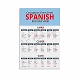 ​​Spanish Preterite Tense Verbs Chart Poster English Classroom Decor (5) Canvas Painting for Living Room Bedroom Decor 12x18inch(30x45cm) Unframe-style