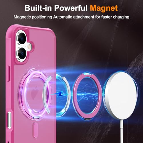Image of Compatible with iPhone 16 Plus Case with Stand 6.7 inch,Rose Red