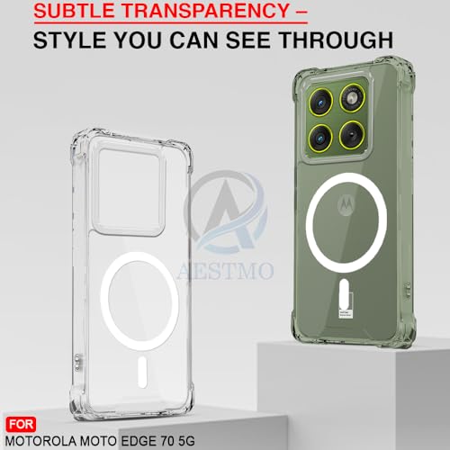 Image of AESTMO Clear Back Cover for Moto Edge 70 5G | 360 Protection | Transparent Back Cover for Moto Edge 70 5G (PC + TPU, Compatible with MagSafe Accessories, Transparent Bumper)