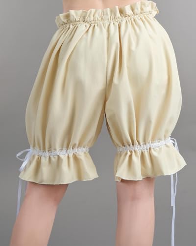 Nuoqi Women Bloomers Girls Victorian Pantaloons Renaissance Ruffle Pumpkin Pants Shorts Beige L Xl thumb #2