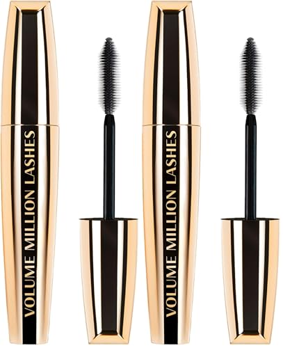 L'Oreal Paris Make-up designer Máscara de Pestañas, Volume Million Lashes, Color Negro - 10.7 ml (Paquete de 2)