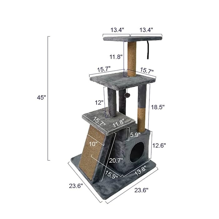 Árbol para Gatos EveryYay 4 Niveles con Rampa Gris miniatura 4