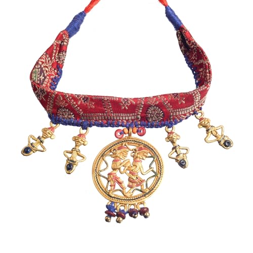 Image of AAKRITI ART CREATIONS Royal Empress Handcrafted Tribal Dhokra Necklace & Choker Collection | Queen-Inspired Artisan Brass Statement Jewelry | Ethnic, Regal & Elegant Necklaces for Women