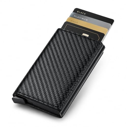 Carteira Slim Masculina Porta Cartões Pop-Up com Bloqueio RFID Antifurto