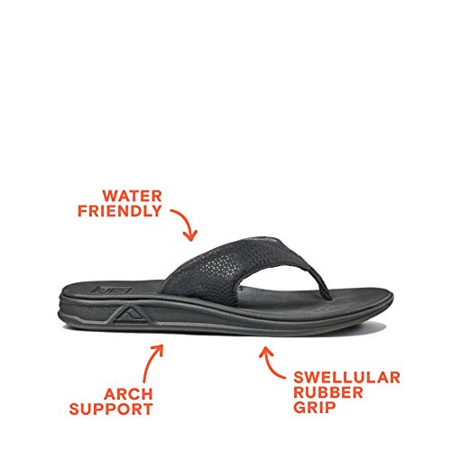 Reef Men's Sandals, Reef Rover, All Black, 6 #TOP3