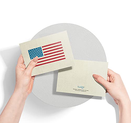 Image of Twigs Paper American Flag Note Cards, 12-Count, 5.5 x 4.25 in, Ideal for Memorial Day, Fourth of July, and Patriotic Occasions (Pack of 2)