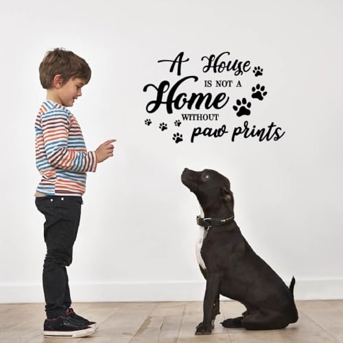 SUPERDANT Inspirational Quotes Wall Stickers Dog Paw Print Wall Decals A House is NOT A Home Without Paw Wall Art Stickers Removable Vinyl Footprint Art Decal for Pet Dog Lover's Home Decor - Image 3