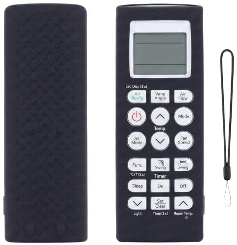 Image of SHOPOFLUX Silicone AC Remote Cover Compatible with LG AC Remote Full Wrap Protective Case with Lanyard [Remote NOT Included] (Black)