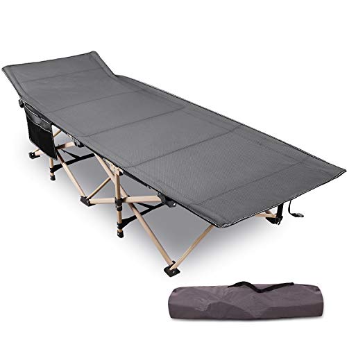 REDCAMP Camp Bed for Adults, 28″ Extra Wide Heavy Duty Folding Camping Bed for Travel Outdoor Office Indoor Fishing, Support 500lbs, Grey
