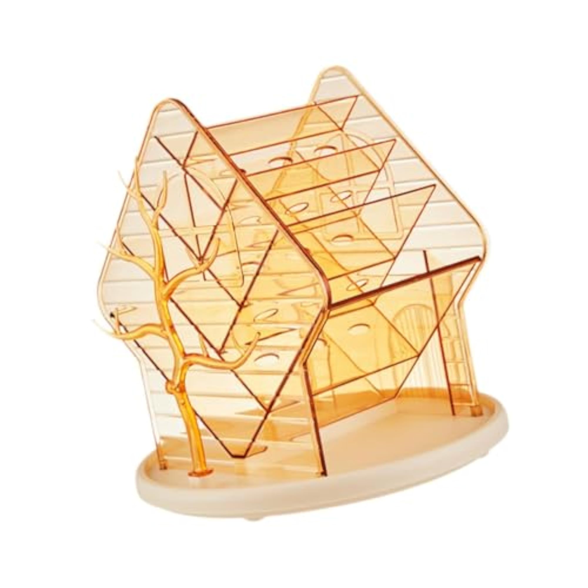 360° Rotating Clear Gold Makeup Brush Holder Organizer