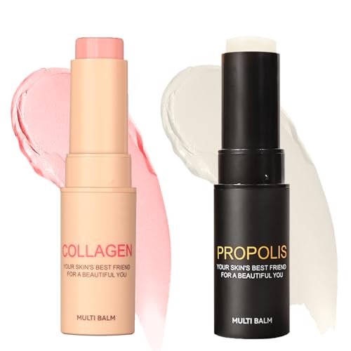 2PCS Multi Skincare Balm Stick with Collagen and Propolis,Collagen Stick,Anti-Aging&Anti-Wrinkles Face Moisturiser Balm St-ick,Face,Neck and Lip Balm for Skin,Coll-agen Boosting Moisture Balms St-ick