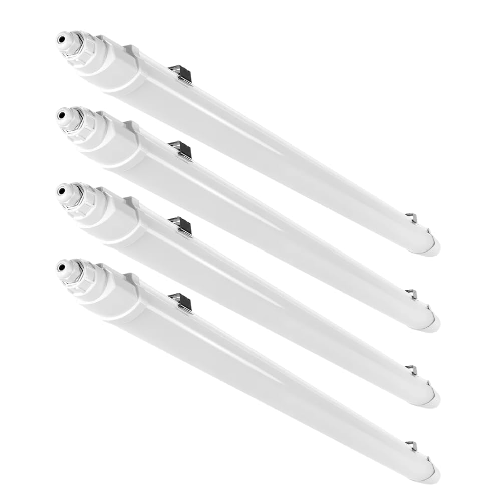 LUXULA 4x LED Feuchtraumleuchte 150cm Wannenleuchte SLIM 48W 4000K Neutralweiß 5760lm - Verknüpfbar - IP65 Wasserdicht - LED Deckenleuchte flach Kellerlampe Garagenlampe - Reihenschaltung