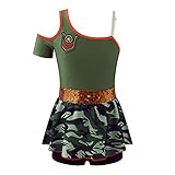 Nimiya Kids Girls Camo One Shoulder Short Jumpsuits Tutu Dress Police Officer Uniform Halloween Cost