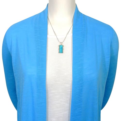 Turquoise Pendant Necklace Sterling Silver 925 (Sterling Silver Pendant with 20" Stainless Chain)4