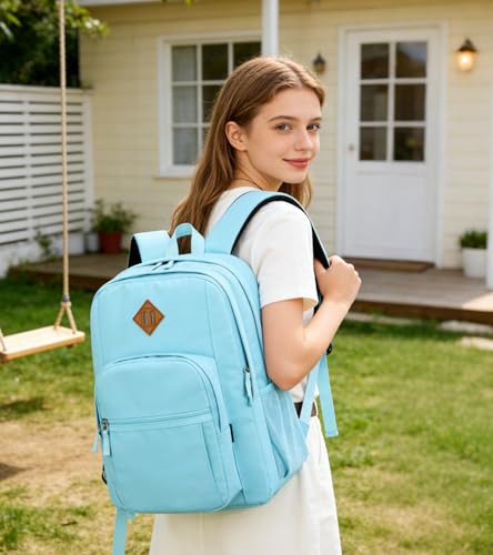 Image of abshoo Classical Basic Womens Travel Backpack For College Men Water Resistant Bookbag (Light Blue)
